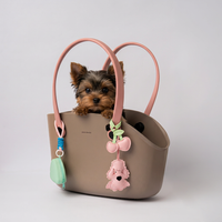 PET BAG BEIGE CON ASAS ROSA